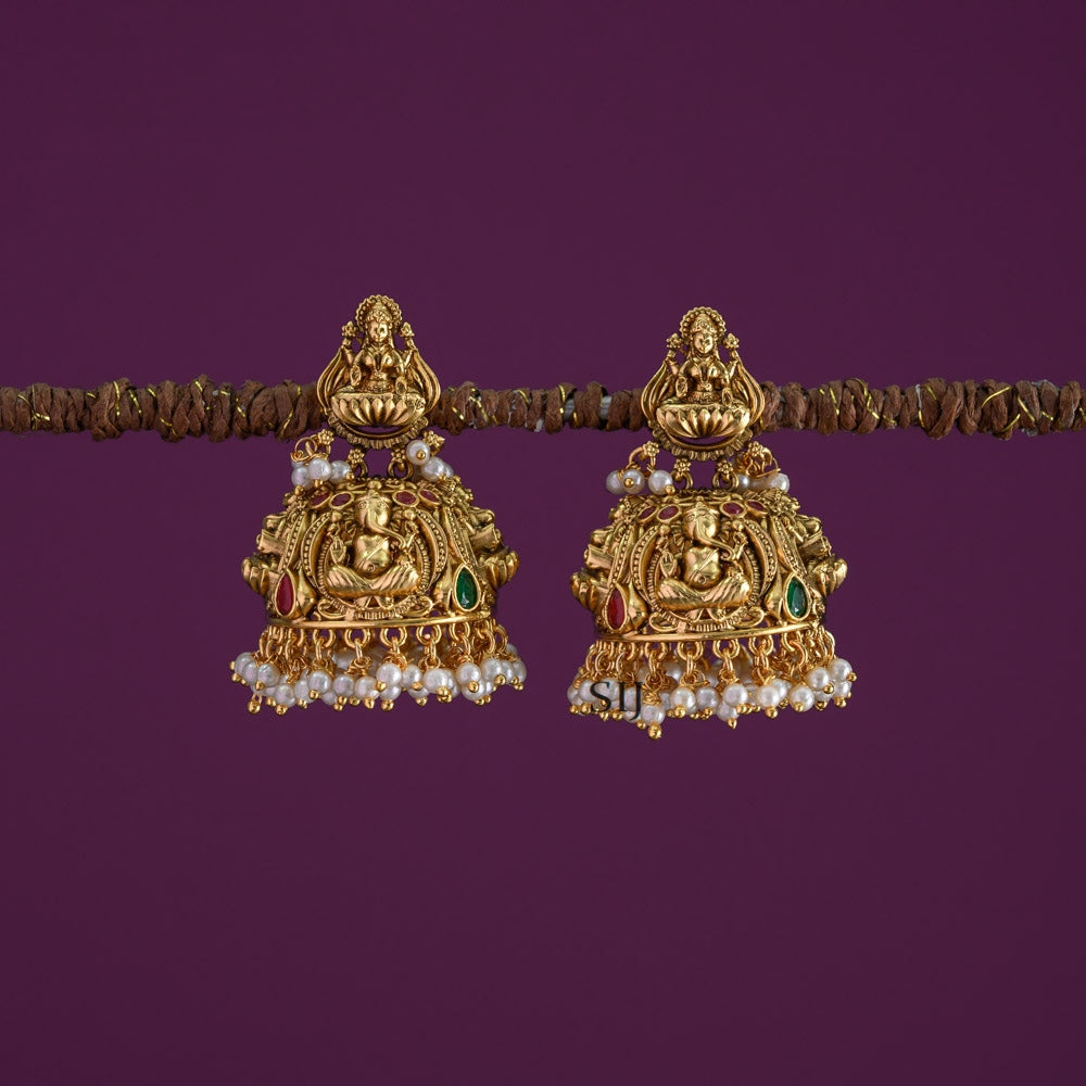 Antique Lakshmi & Ganesha Jhumkas