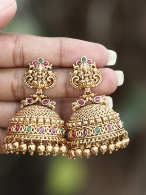 Bridal Lakshmi Jhumkas with Mattal