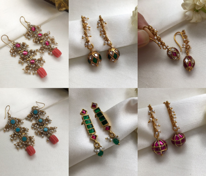 Latest Gold Plated Pearl Earrings Combo 6 Designed For You