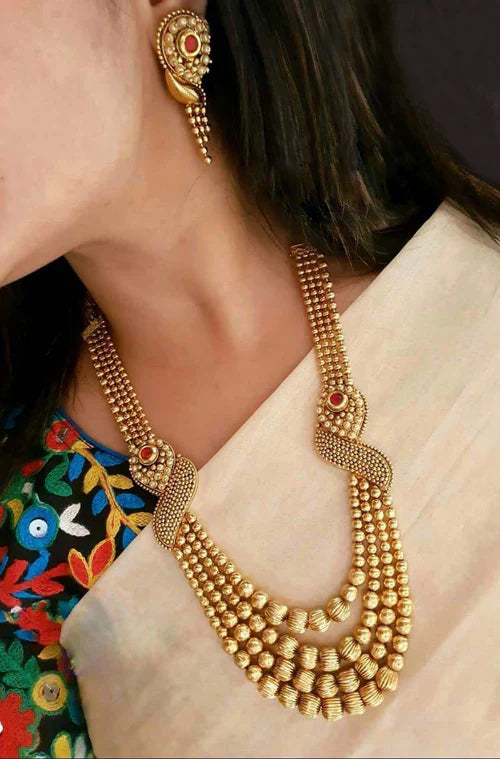 Classic Gold Plated Long Necklace Set