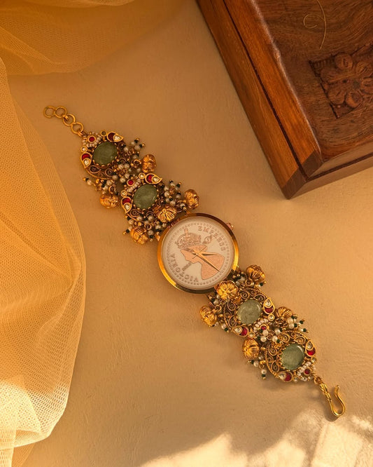 Gold Plated Analog Watch From Mangalsutra Bangles