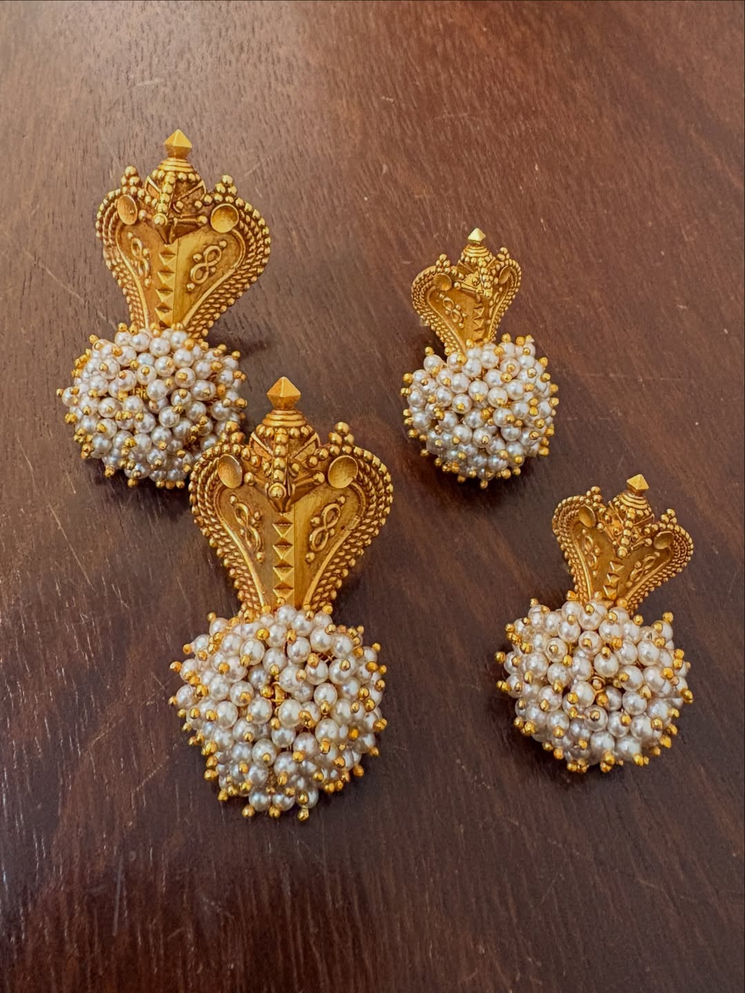 Pearl Studded Temple Earrings