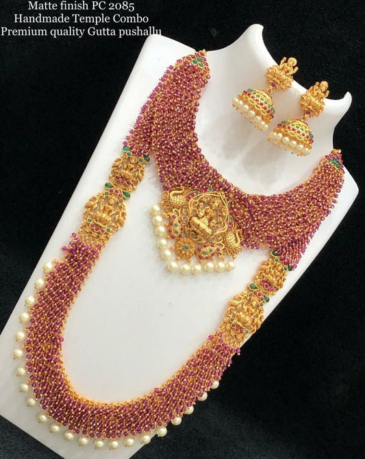 Anvi Super Real Kemp Maroon Necklace Set